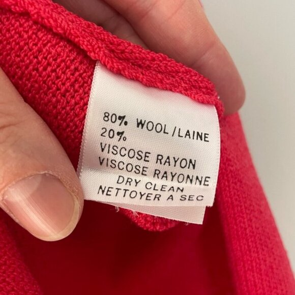 SOLD ST.JOHN for Holt Renfrew Coral Red Tie Front Cardigan Santana Knit Size 14 - Picture 6 of 7